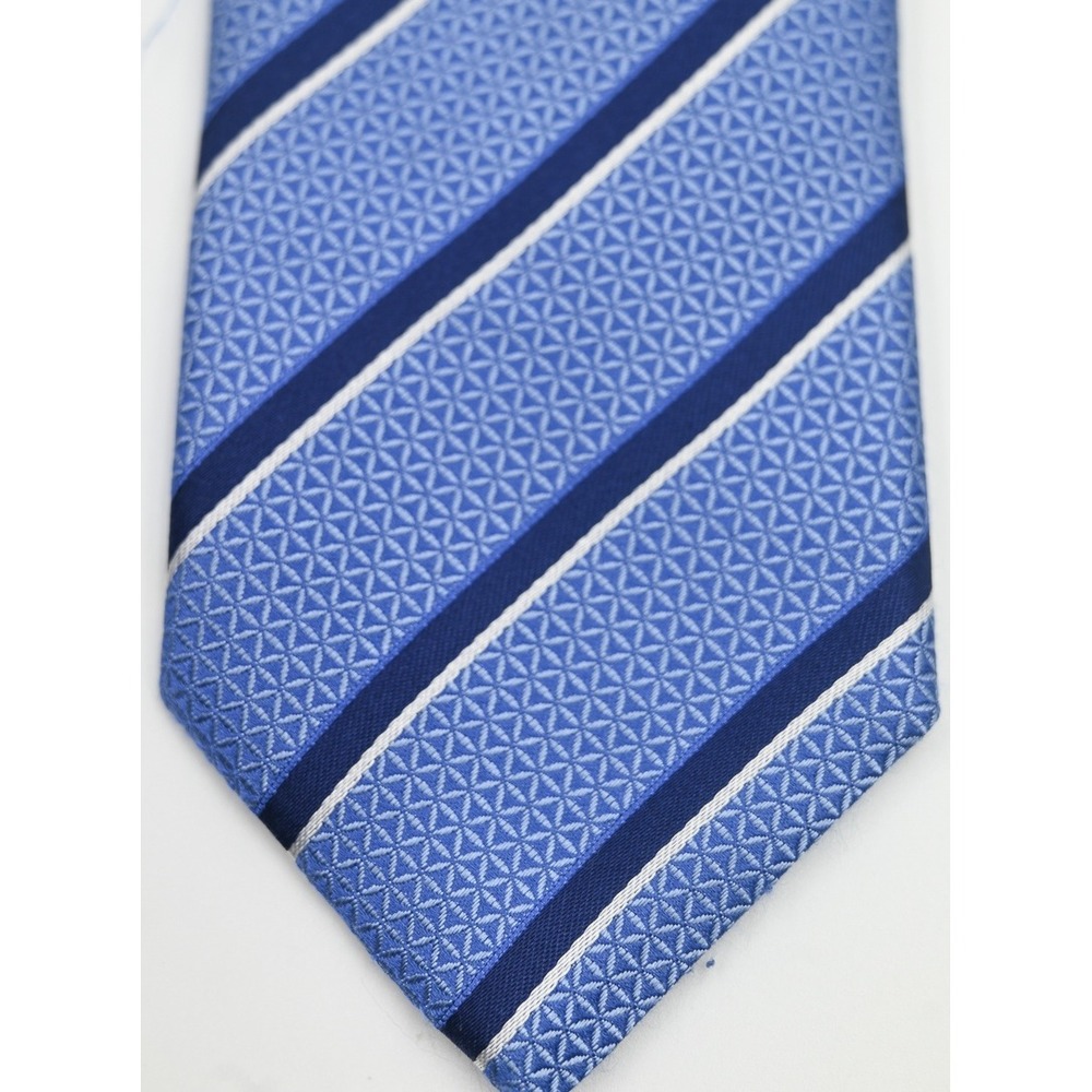 NWOT Canali 1934 Blue Silk Striped Geometric Pattern Necktie Made in Italy Tie